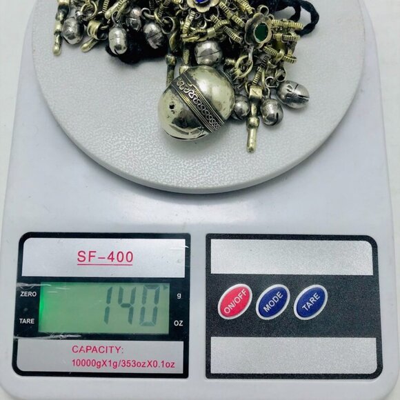 Vintage Bells Tribal Afghan Bib Necklace Silver Kuchi Bib Necklace With Bells - Picture 12 of 12